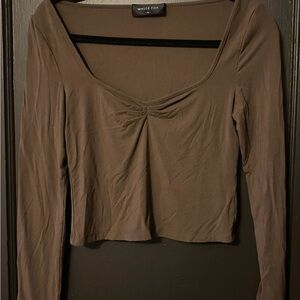 White Fox Boutique Chocolate Long Sleeve Top